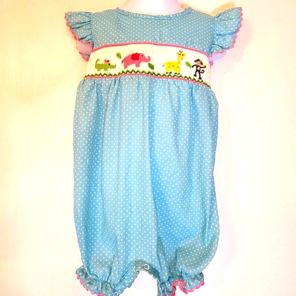 Smocked Animal Romper - Picture 2 of 5